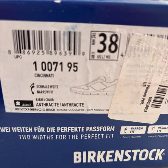 NIB | Birkenstock Gray Felt Lace Up Sneaker Shoe Cincinnati Narrow Fit EU 38 - Picture 8 of 8